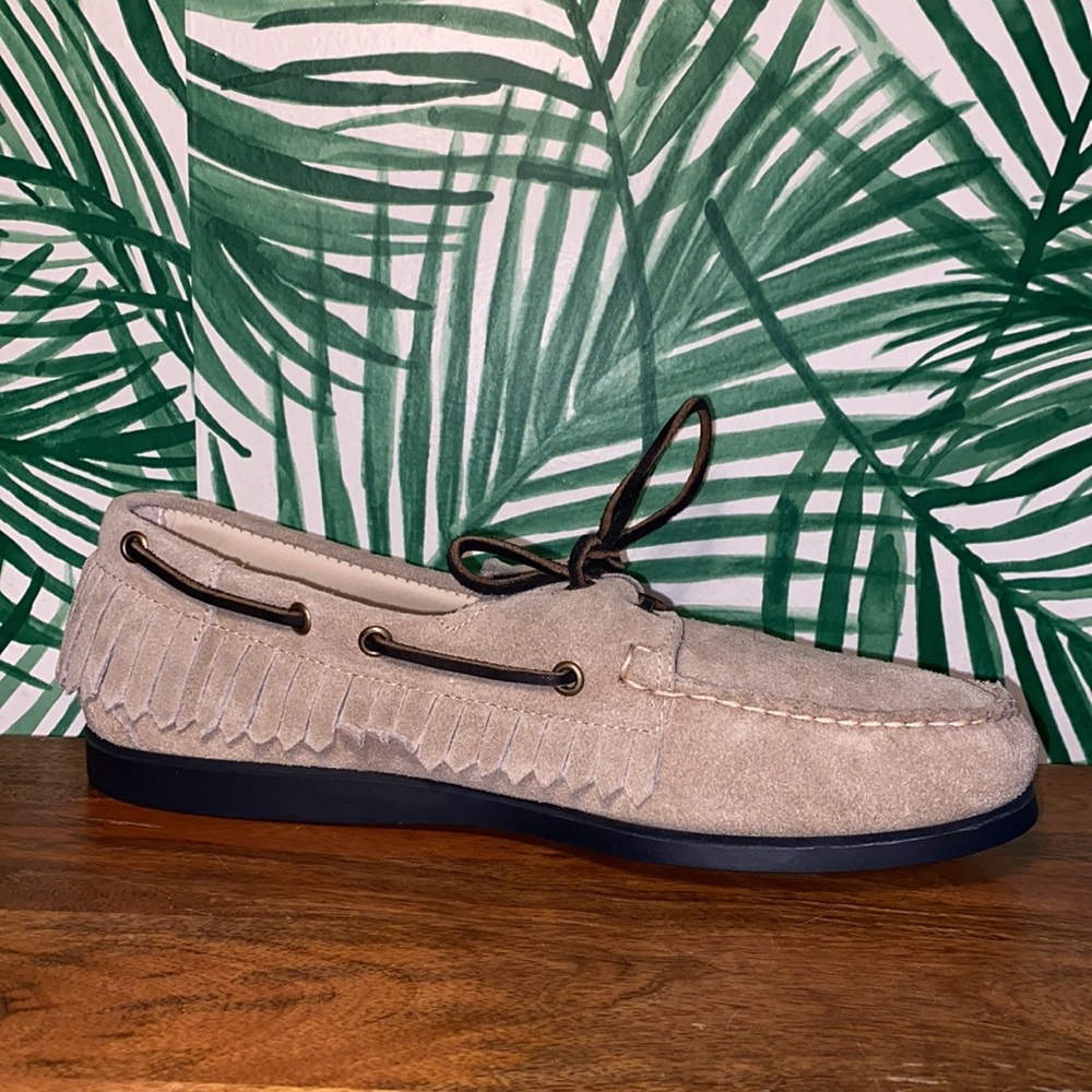 Ronnie Fieg x Sebago Tan Suede Fringe Leather Dockside Moccasins Men’s 9.5 M - Picture 6 of 11
